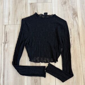Black Lace Long Sleeve Top
